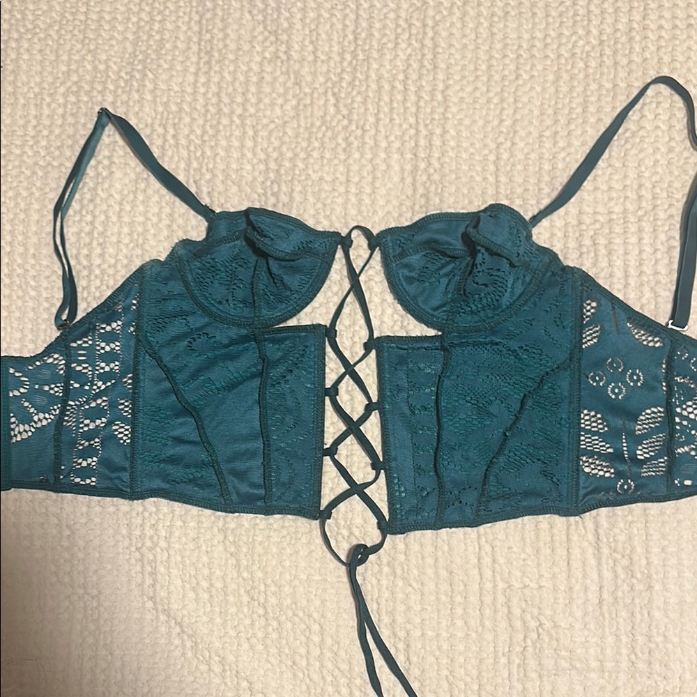 PacSun Teal Lace-Up Bralette